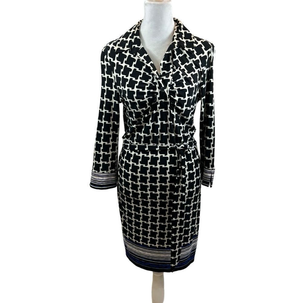 Ladies Laundry by Shelli Segal Brand Large Print Houndstooth Shirt Dress Size 2